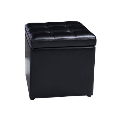 Foldable Cube Ottoman Pouffe Storage Seat-Black