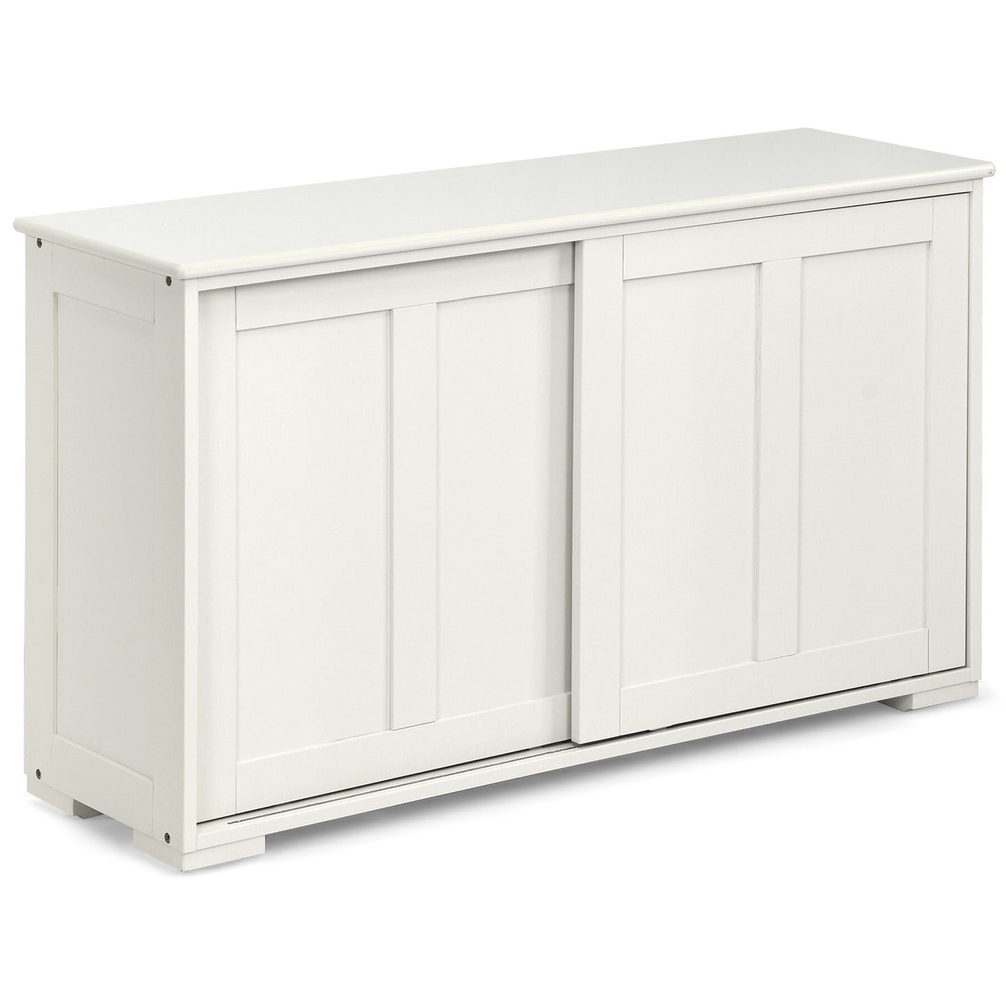 Kitchen Storage Cabinet with Wood Sliding Door-Brown - Antique White