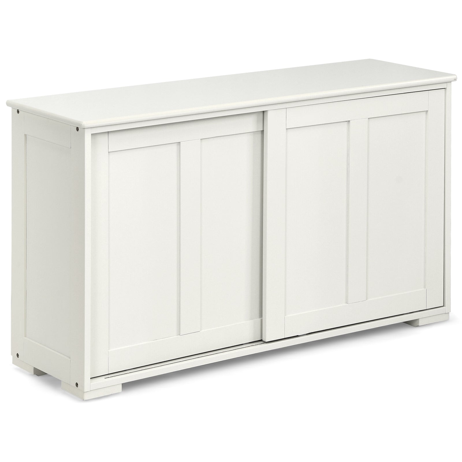Kitchen Storage Cabinet with Wood Sliding Door-Brown - Antique White