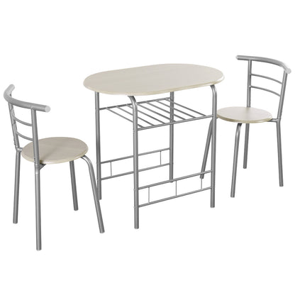 3-Piece Space-Saving Bistro Set for Kitchen and Apartment-Gray