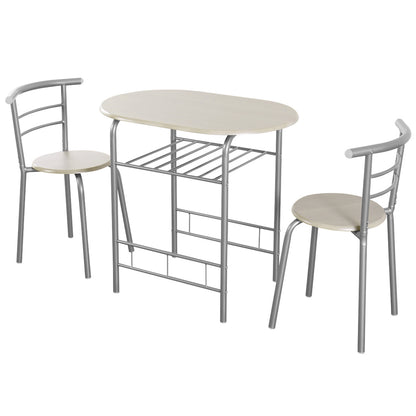 3-Piece Space-Saving Bistro Set for Kitchen and Apartment-Gray