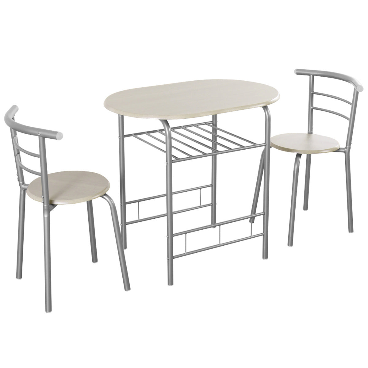 3-Piece Space-Saving Bistro Set for Kitchen and Apartment-Gray
