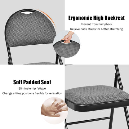Set of 6 Folding Fabric Upholstered Metal Chairs