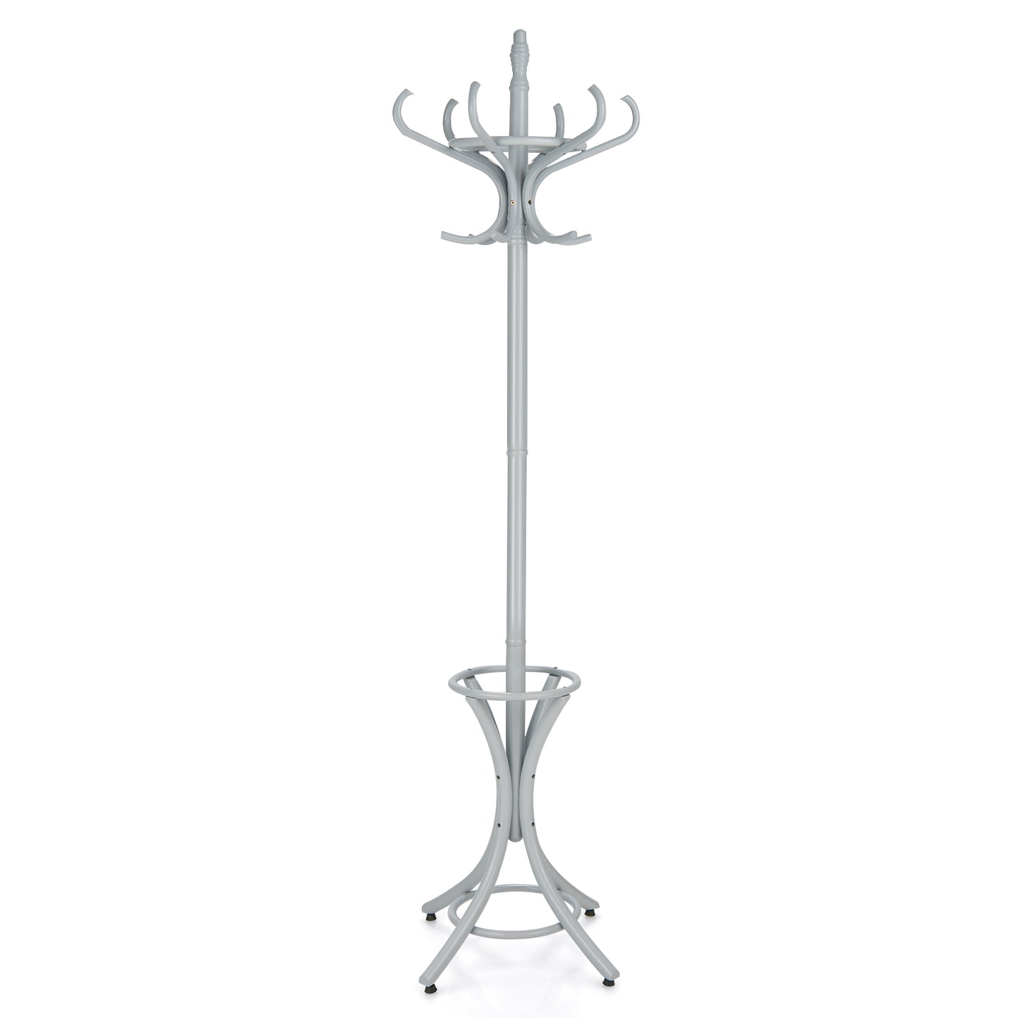 Wood Standing Hat Coat Rack with Umbrella Stand-Natural - Gray