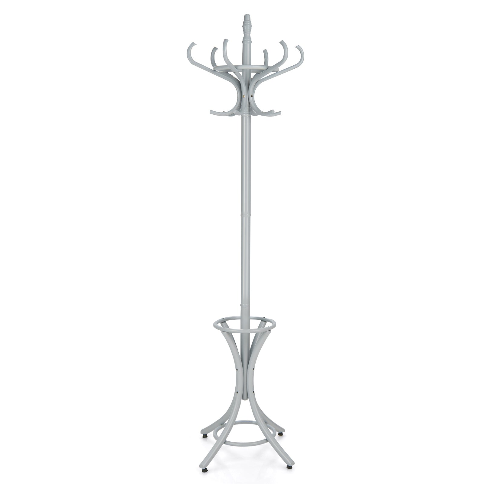 Wood Standing Hat Coat Rack with Umbrella Stand-Natural - Gray