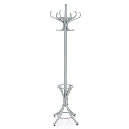 Wood Standing Hat Coat Rack with Umbrella Stand-Natural - Gray