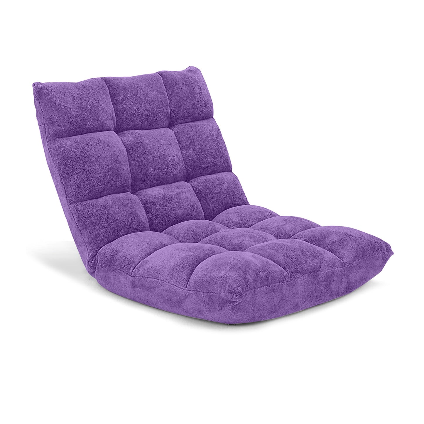 Adjustable 14-position Cushioned Floor Chair-Beige - Purple