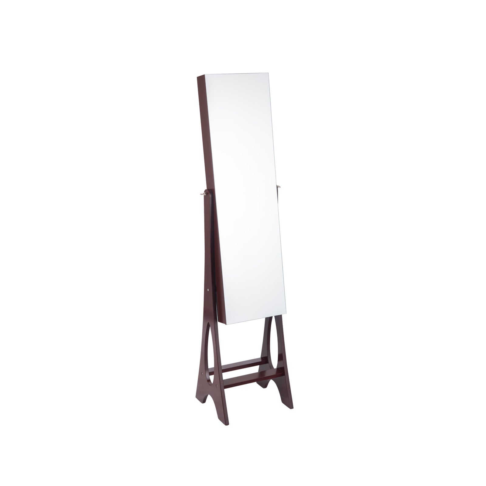 LED Jewelry Cabinet Armoire Organizer with Bevel Edge Mirror-Brown - Brown