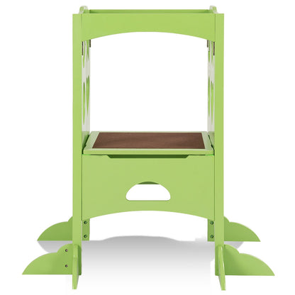 Folding Kids Kitchen Counter Step Stool-Green