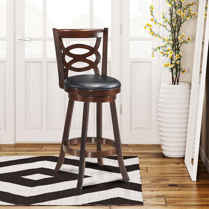 Counter Height Upholstered Espresso Swivel Dining Chair with Cushion Seat-24 Inch