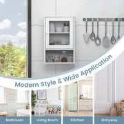 Bathroom Wall Mounted Adjustable Hanging Storage Medicine Cabinet-White