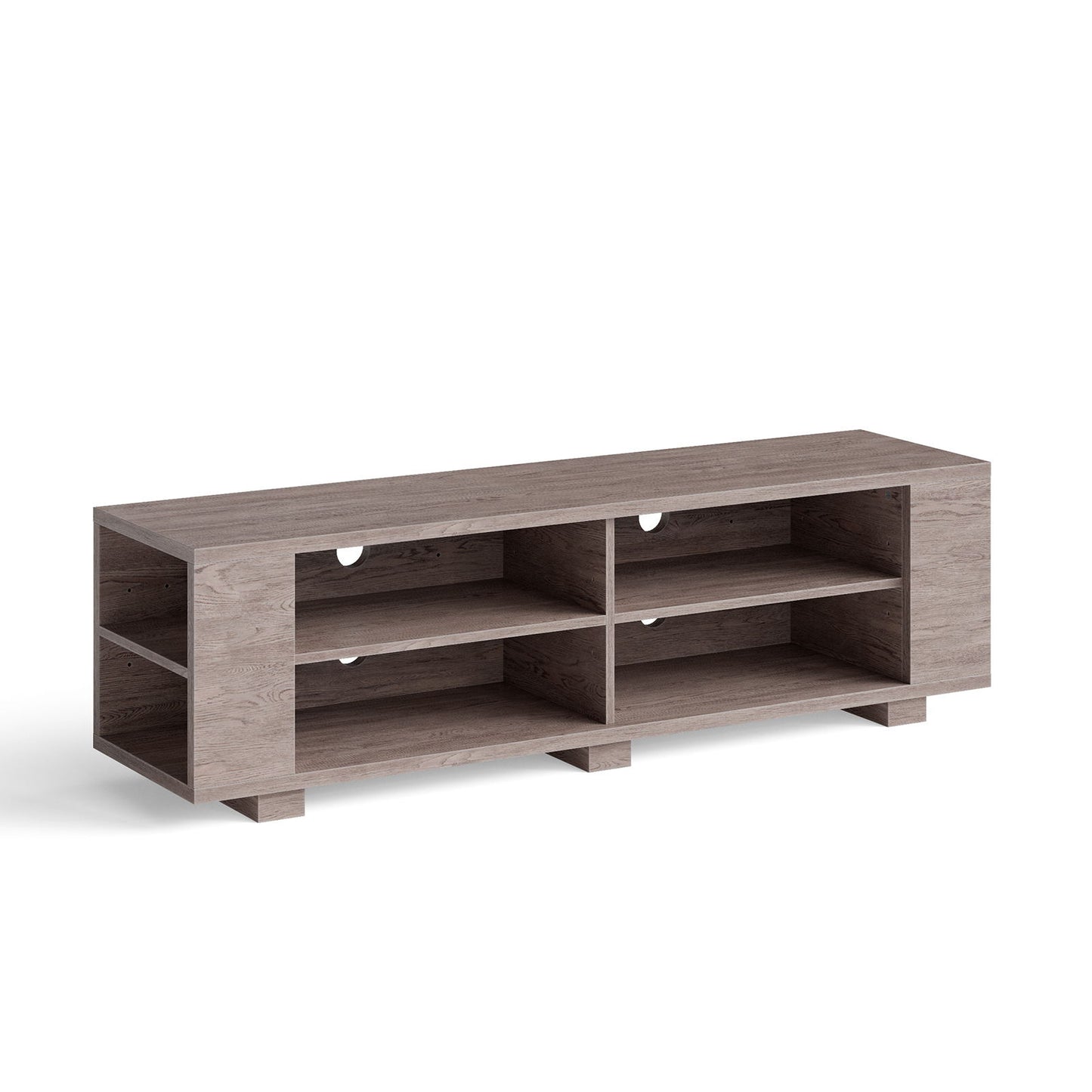 59 Inch Console Storage Entertainment Media Wood TV Stand-Oak - Gray