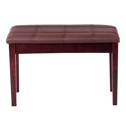 Solid Wood PU Leather Piano Double Duet Keyboard Bench
