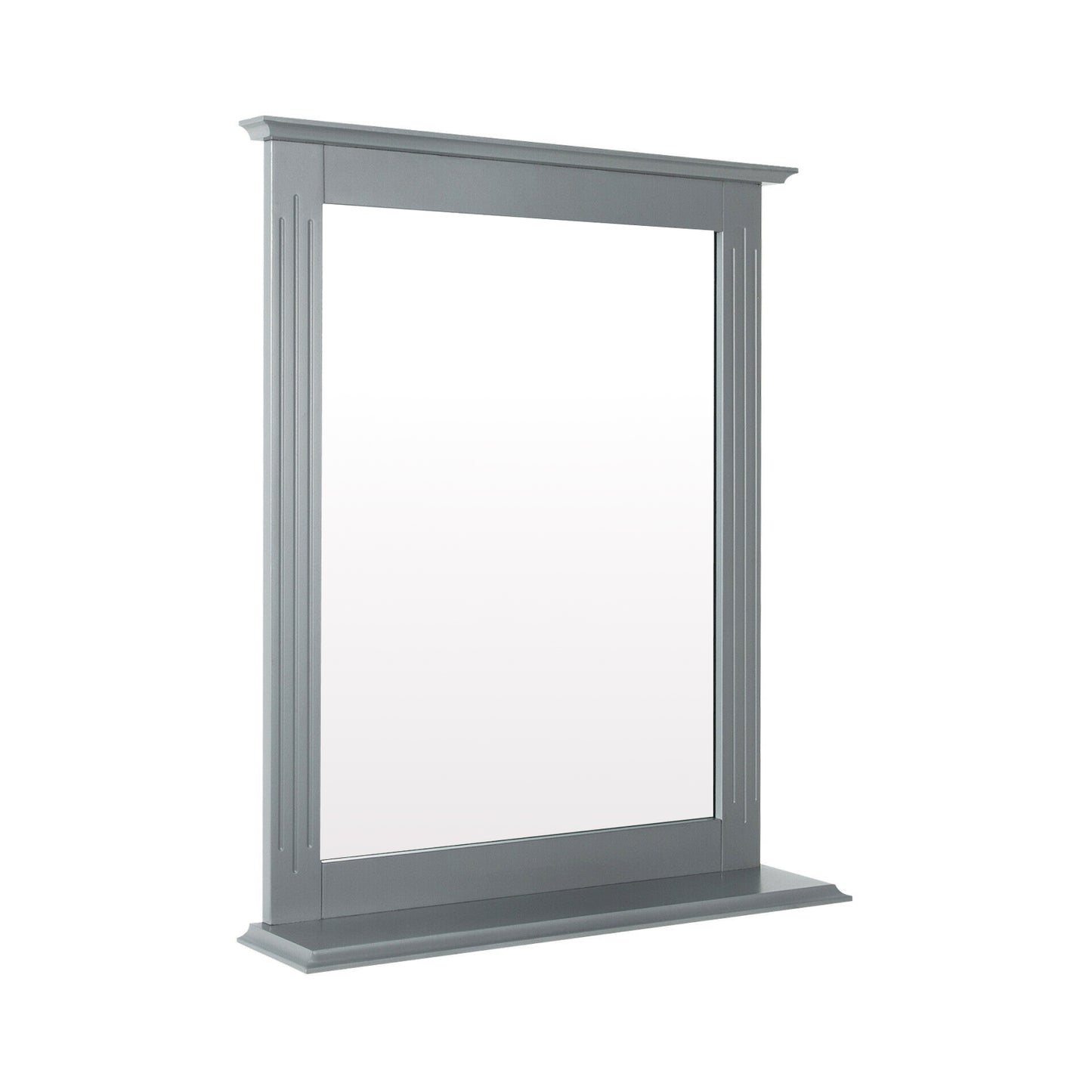 Wall-Mounted Multipurpose Vanity Mirror with Shelf-Brown - Gray
