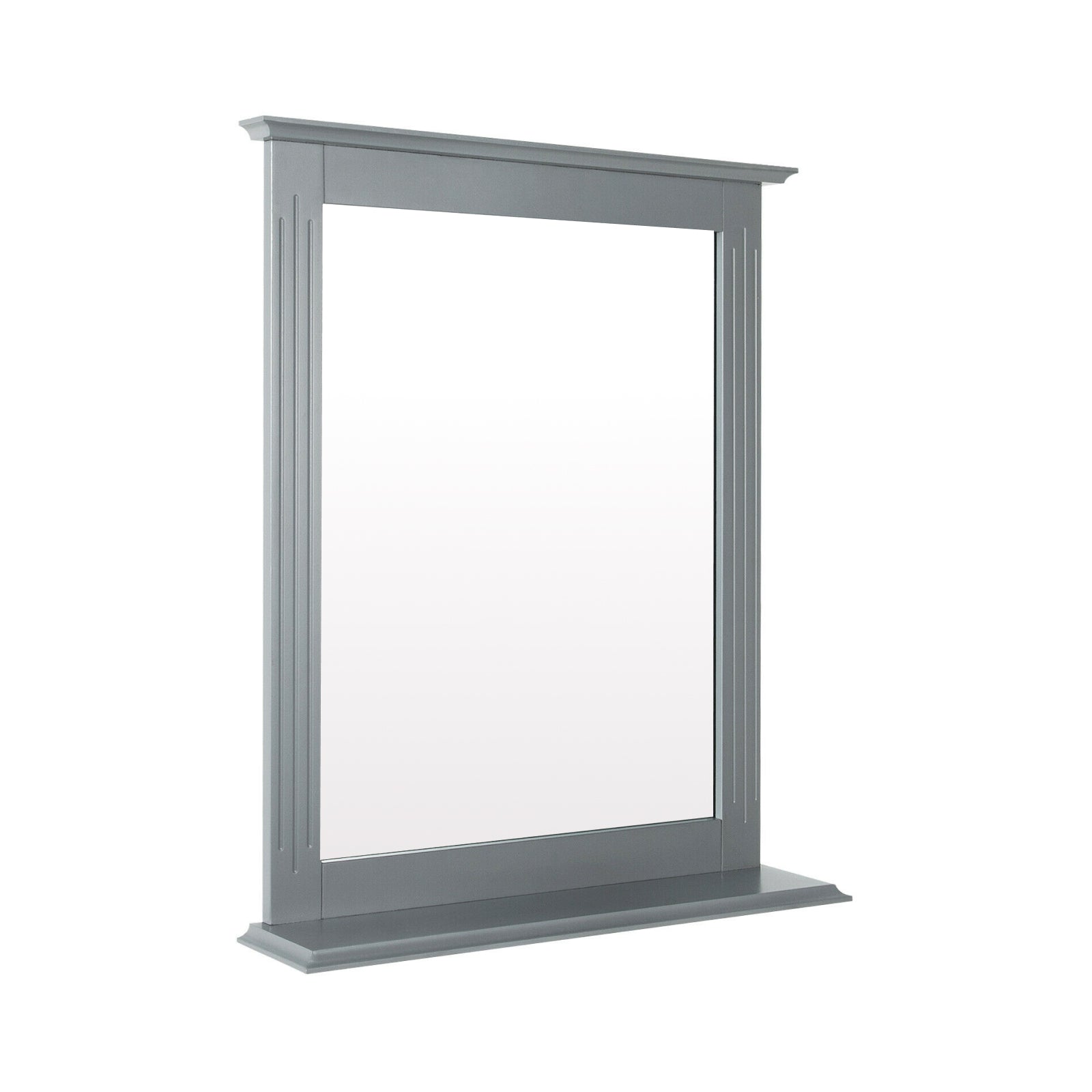 Wall-Mounted Multipurpose Vanity Mirror with Shelf-Brown - Gray