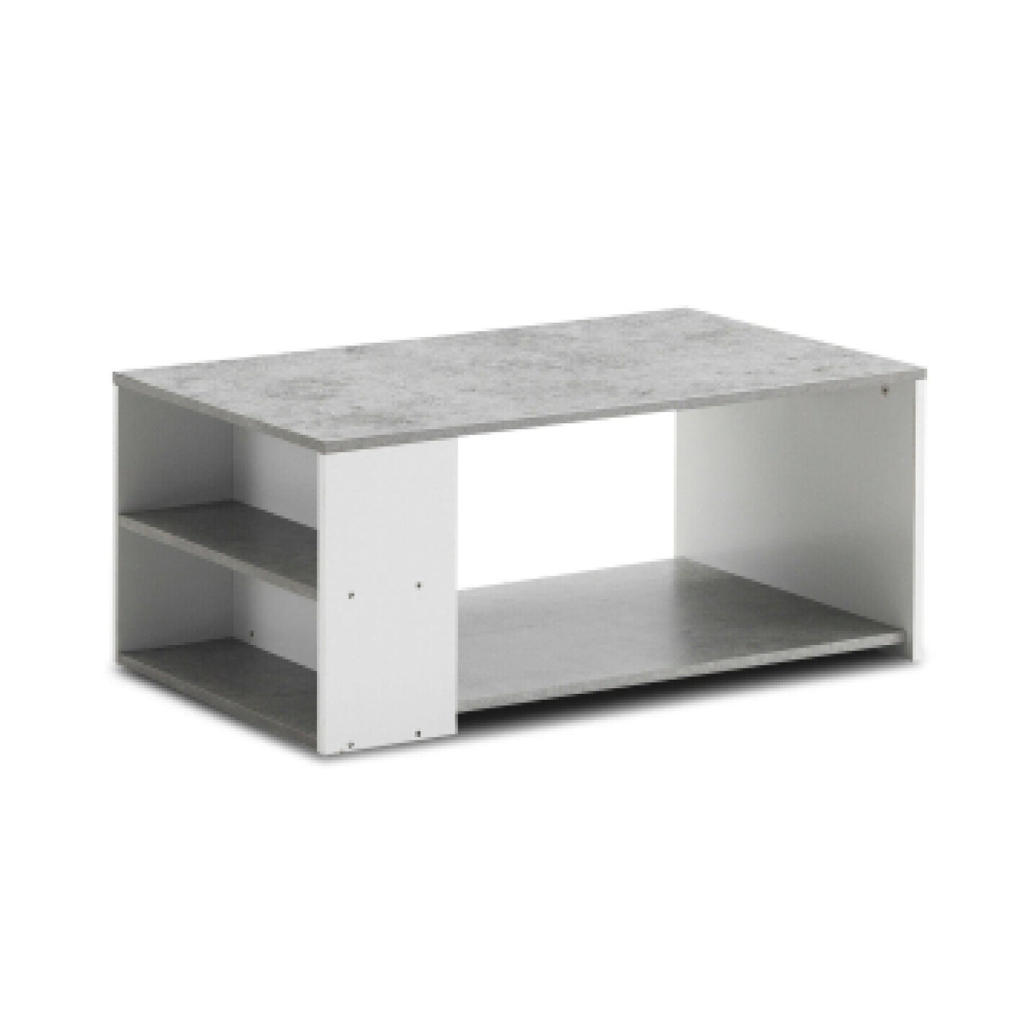 Coffee Table Sofa Side Table with Storage Shelves -Gray