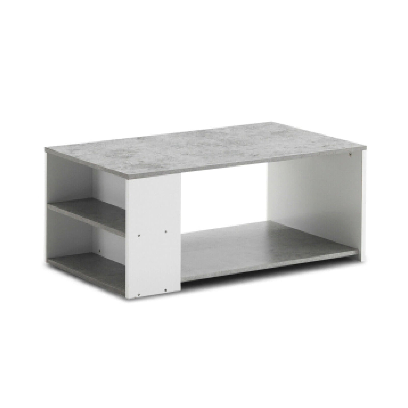 Coffee Table Sofa Side Table with Storage Shelves -Gray