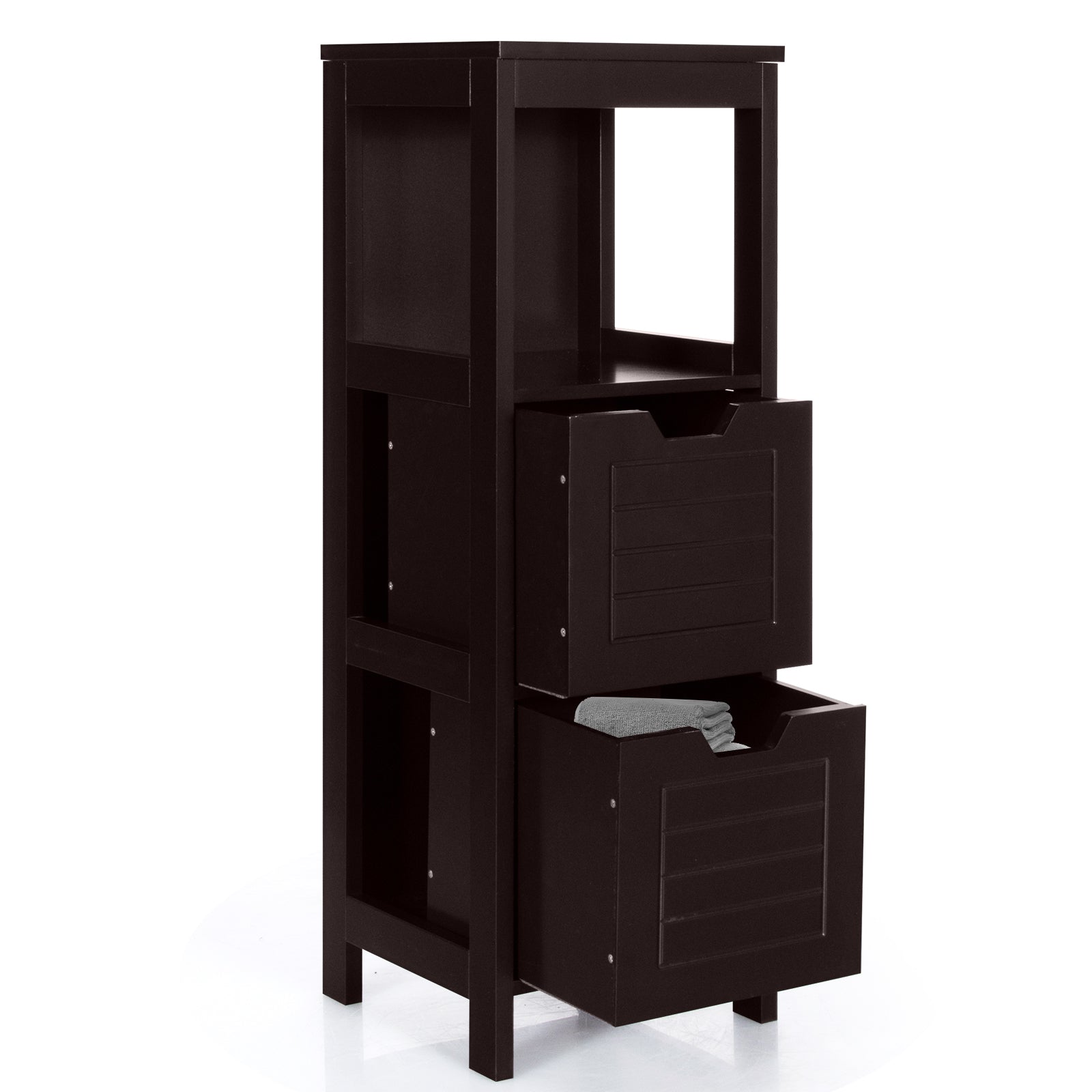 Floor Cabinet Multifunction Storage Rack Stand Organizer - Brown
