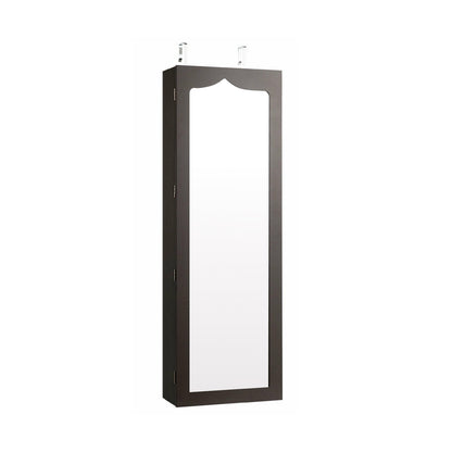 5 LEDs Lockable Mirror Jewelry Cabinet Armoire with 6 Drawers-Brown