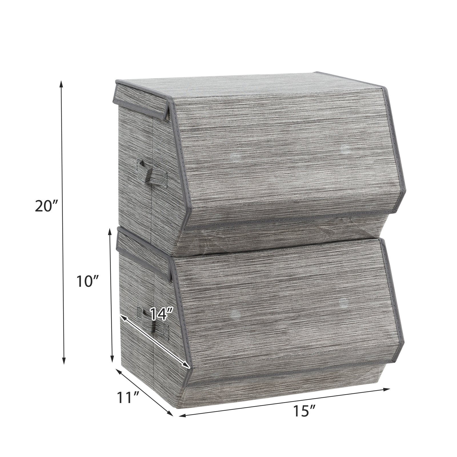 Set of 4 Storage Bins Stackable Cubes with Lid-Gray