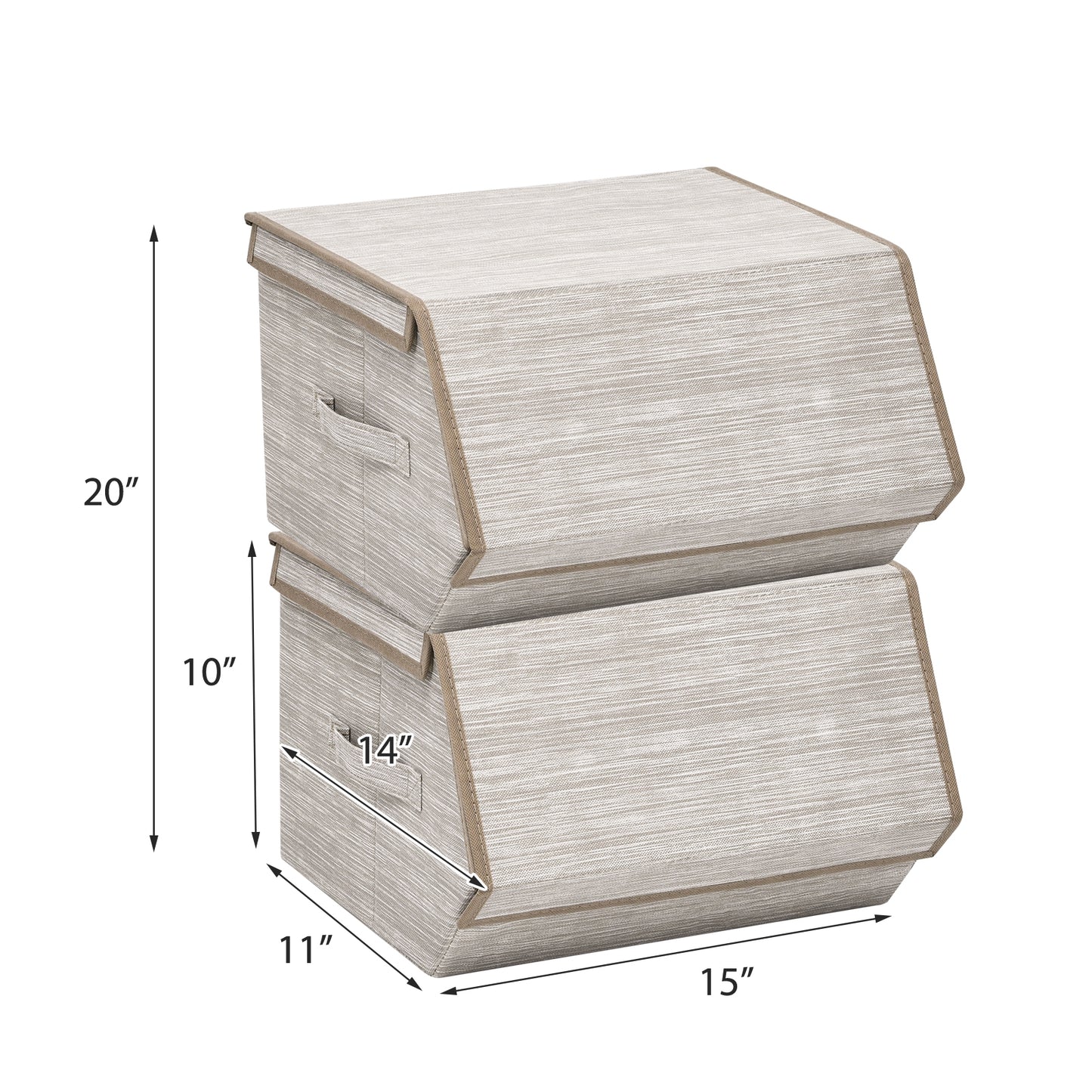 Set of 4 Storage Bins Stackable Cubes with Lid-Brown