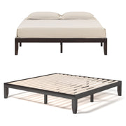 14 Inch King Size Wood Platform Bed Frame-Brown