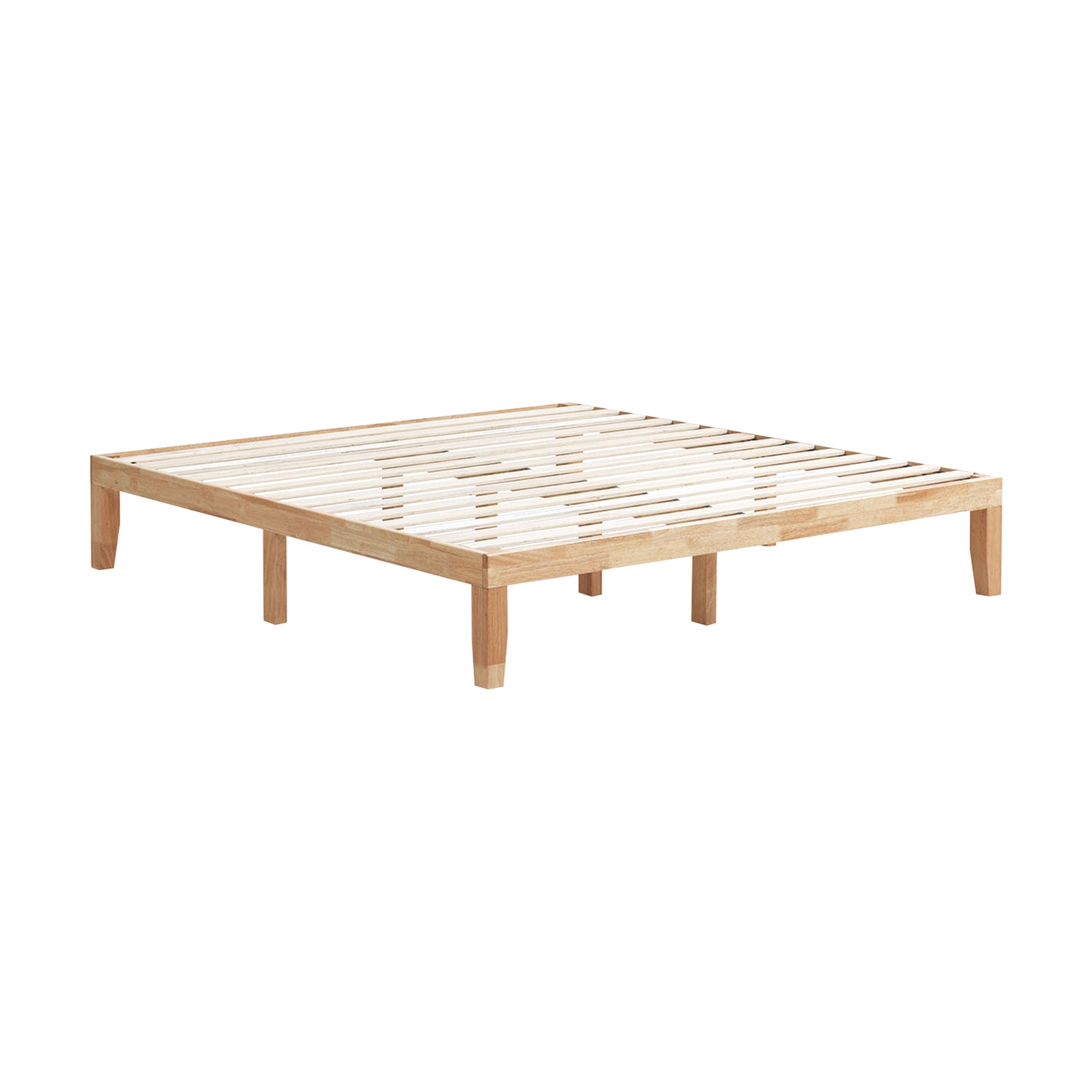 14 Inch King Size Wood Platform Bed Frame-Brown - Natural
