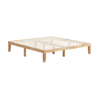 14 Inch King Size Wood Platform Bed Frame-Brown - Natural