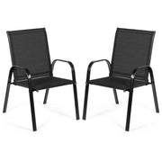 2 Pcs Patio Outdoor Dining Chair with Armrest-Black