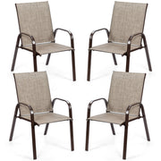 2 Pcs Patio Chairs Outdoor Dining Chair with Armrest-Gray