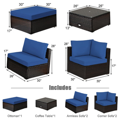 6 Pieces Outdoor Patio Rattan