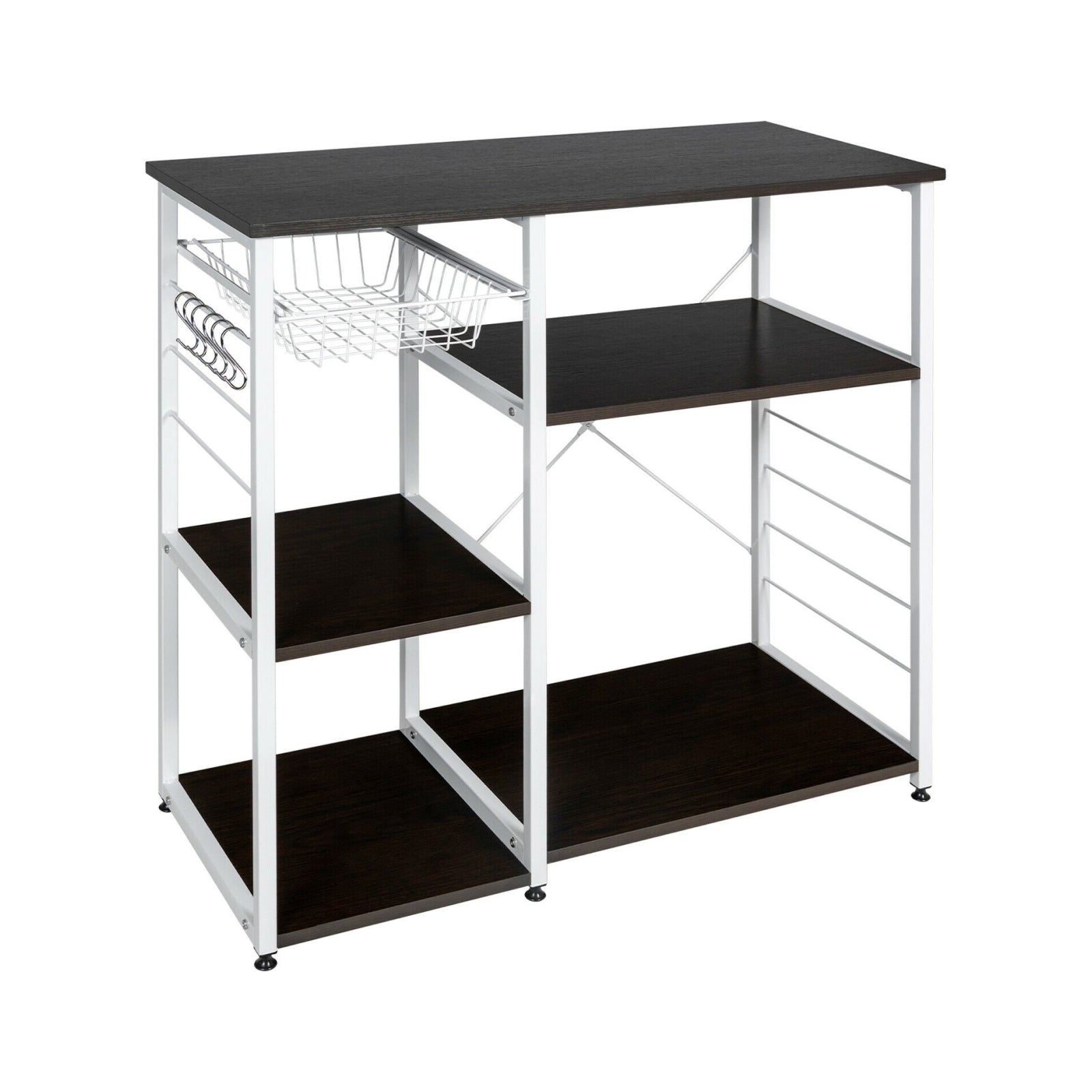 Industrial Kitchen Baker's Rack Microwave Shelf with 6 Hooks
