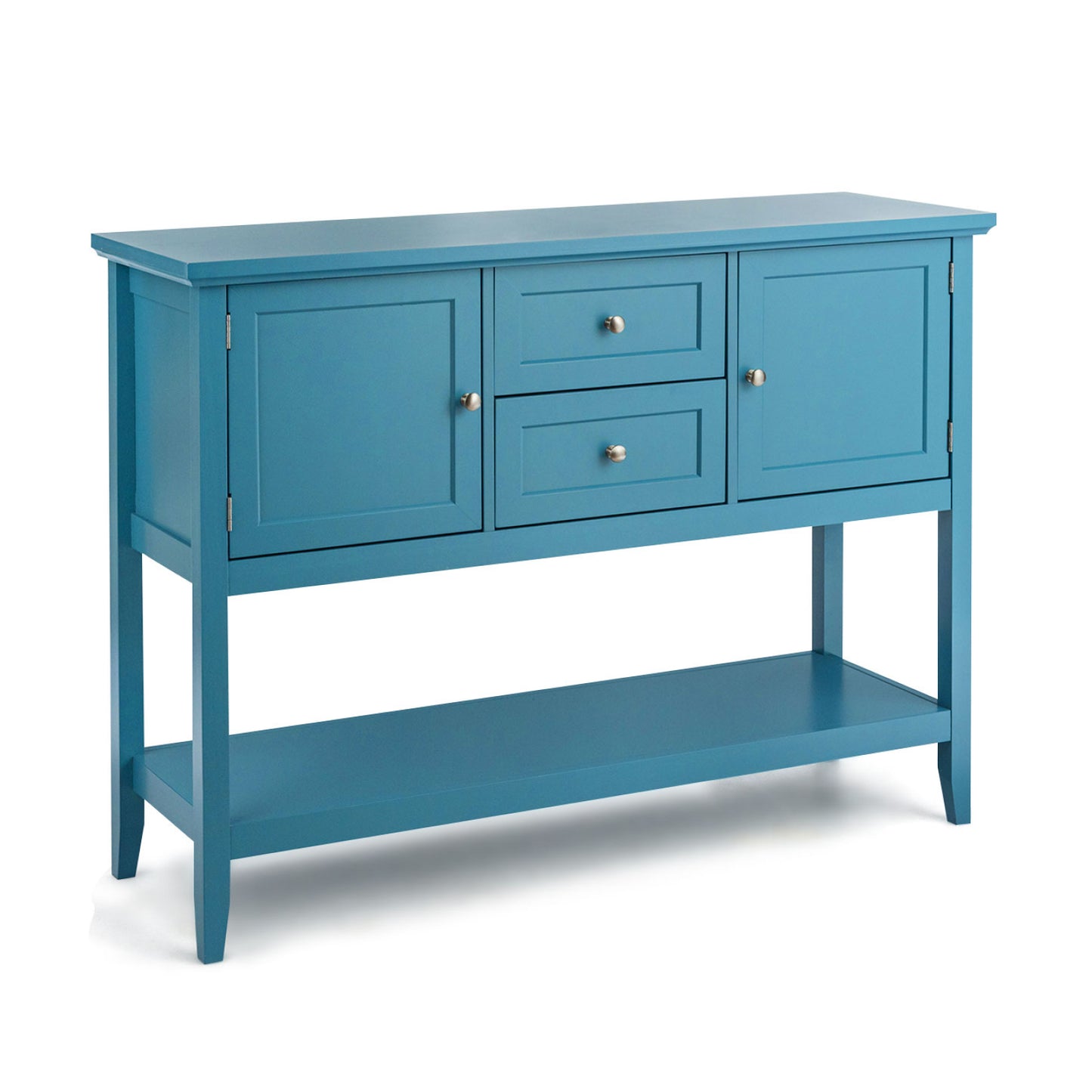 Wooden Sideboard Buffet Console Table with Drawers and Storage-Brown - Blue