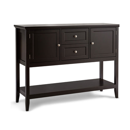 Wooden Sideboard Buffet Console Table with Drawers and Storage-Brown - Brown