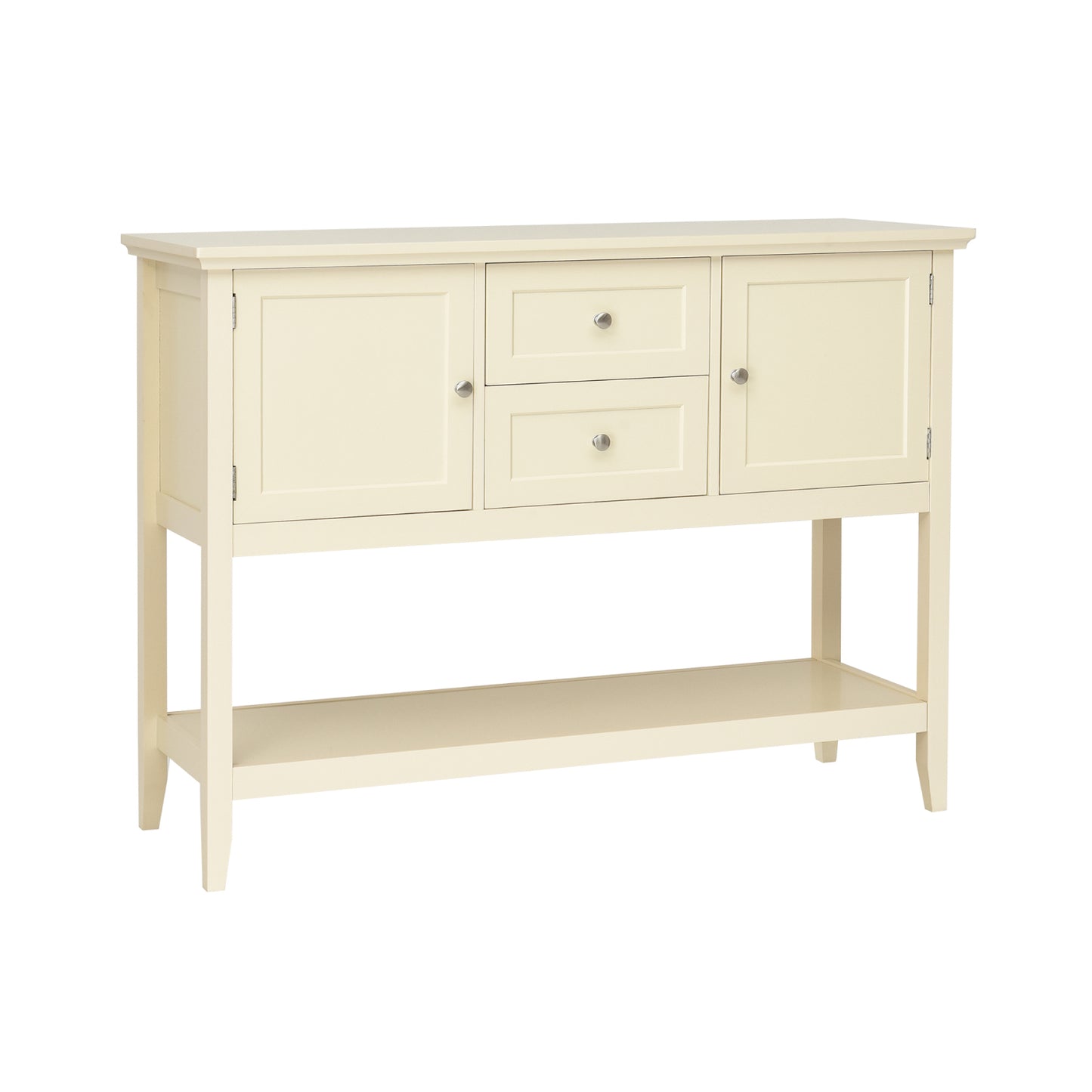 Wooden Sideboard Buffet Console Table with Drawers and Storage-Brown - Beige