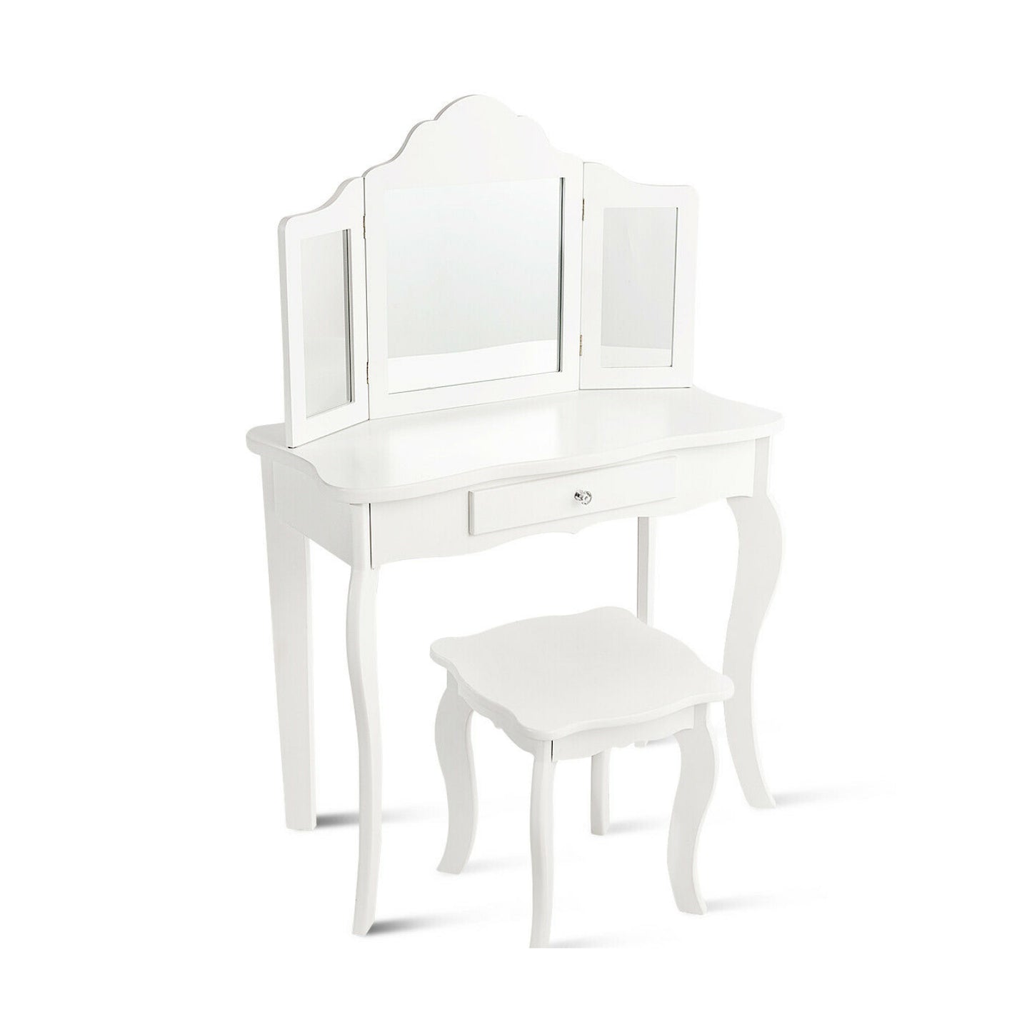 Kids Makeup Dressing Mirror Vanity Table Stool Set - Default