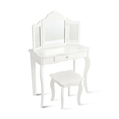Kids Makeup Dressing Mirror Vanity Table Stool Set - Default