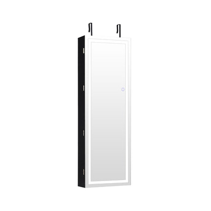 Mirrored Jewelry Armoire with Full Length Mirror and 2 Internal LED Lights