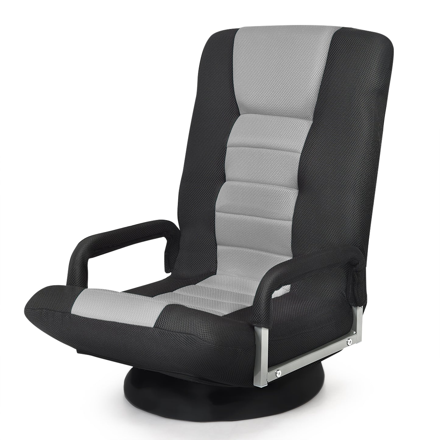 360-Degree Swivel Gaming Floor Chair with Foldable Adjustable Backrest-Gray