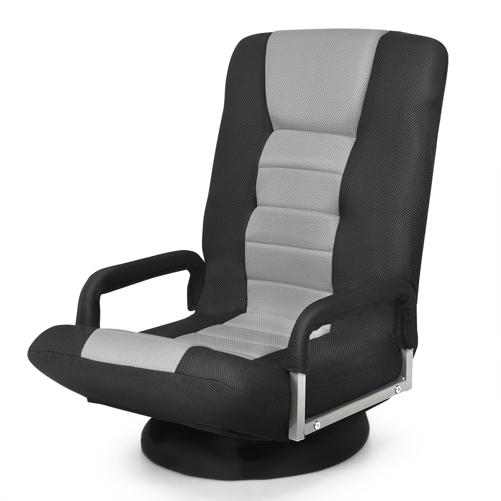 360-Degree Swivel Gaming Floor Chair with Foldable Adjustable Backrest-Gray