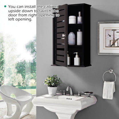 Wall Mount Medicine Cabinet Multifunction Storage Organizer-Dark Brown