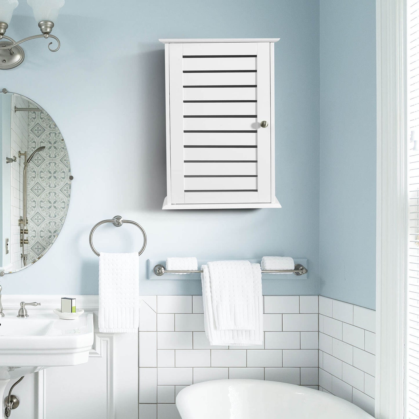 Wall Mount Medicine Cabinet Multifunction Storage Organizer-White