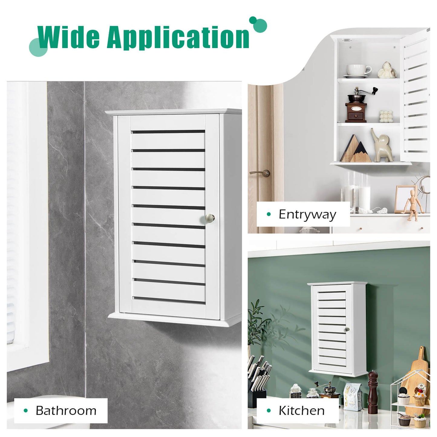 Wall Mount Medicine Cabinet Multifunction Storage Organizer-White