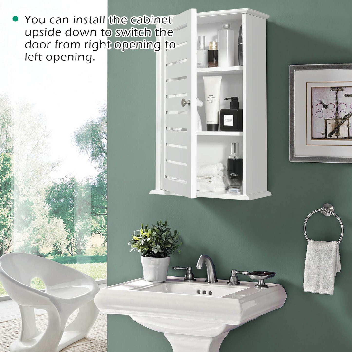Wall Mount Medicine Cabinet Multifunction Storage Organizer-White