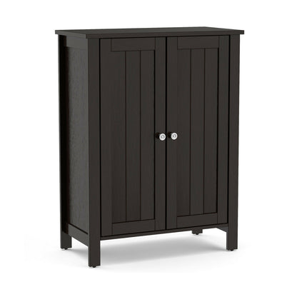 2-Door Bathroom Floor Storage Cabinet Space Saver Organizer-Brown