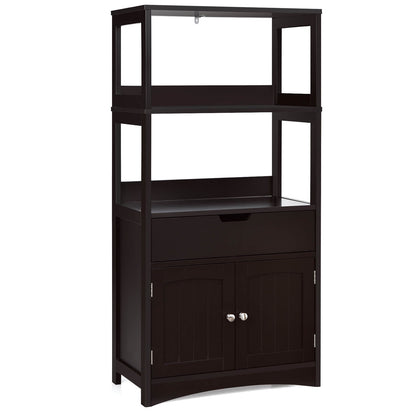 Bathroom Storage Cabinet with Drawer and Shelf Floor Cabinet - Espresso