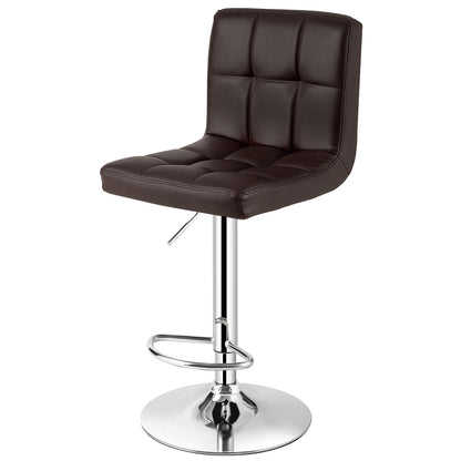Adjustable Swivel Bar Stool with PU Leather-Brown - Brown