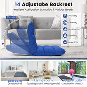 14-Position Adjustable Folding Lazy Gaming Sofa-Blue