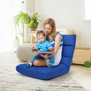 14-Position Adjustable Folding Lazy Gaming Sofa-Blue