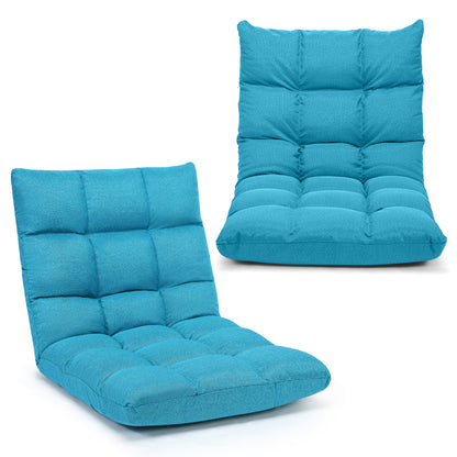 14-Position Adjustable Folding Lazy Gaming Sofa-Coffee - Light Blue
